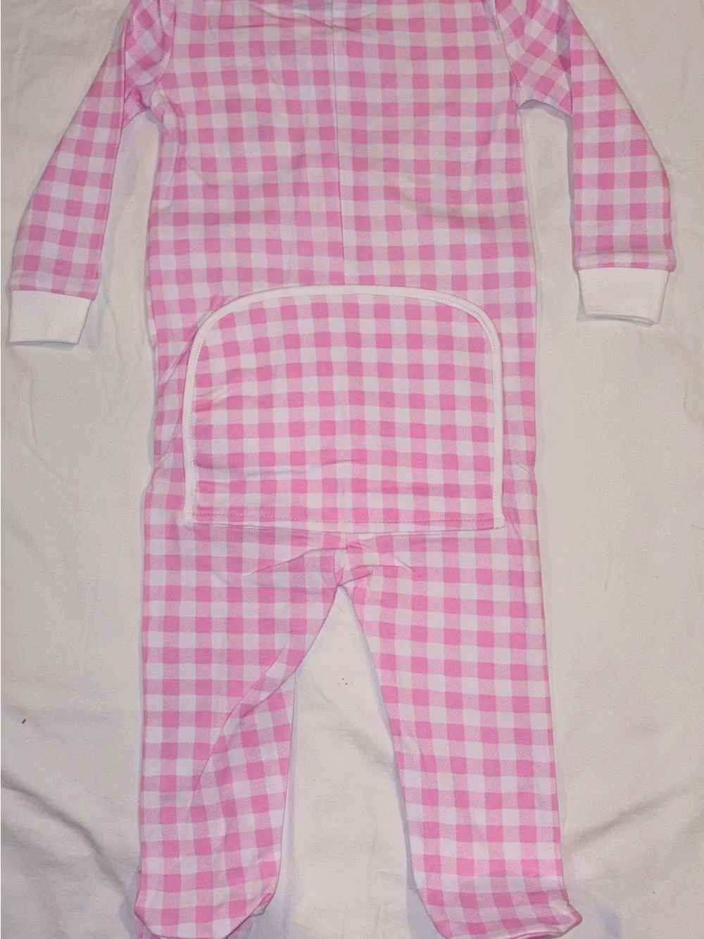 Classic Whimsy pink check footed sleeper with Bunny applique sz 12 mo NWT